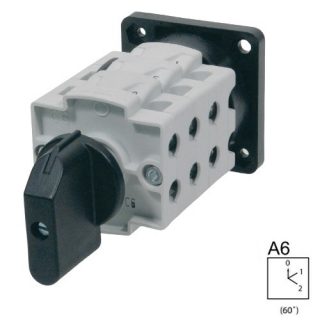 SEZ S25 JO 9552 A6 Vestavný vačkový spínač bez čelní desky se zadním upevněním, přepínač pólů 25A, 0-1-2