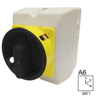 SEZ S25 JPU 9551 A6 Vačkový spínač v krytu IP65, uzamykatelný na visací zámky, rozběhový spínač 25A, 0-Y-troj.