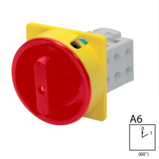 SEZ S25 JU 1104 A6R Vestavný vačkový spínač, uzamykatelný na visací zámky 25A, 0-1, 4P, červená páčka