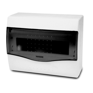 FAM Rozvodnice NUOVA 3608 IP40, 8mod., na omítku, průhl. dveře, 195x238x100mm