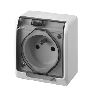 Famatel 5321-01 GALATEA IP44 Zásuvka (bílá / průhledné víčko)