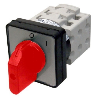 SEZ S40 JDG 1103 A6R Vestavný vačkový spínač s čelní deskou, s těsněním 40A, 0-1, 3P, červená páčka