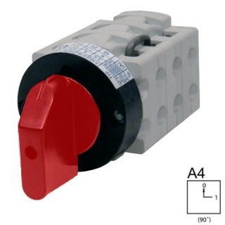 SEZ S63 J 1103 A4R Vestavný vačkový spínač bez čelní desky 63A, 0-1, 3P, červená páčka