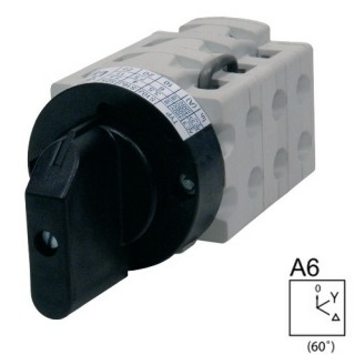 SEZ S63 J 9551 A6 Vestavný vačkový spínač bez čelní desky, reverzační přepínač 63A, 1-0-2