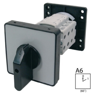 SEZ S63 JBD 1103 A6 Vestavný vačkový spínač s čelní deskou se zadním upevněním v rozvaděči 63A, 0-1, 3P