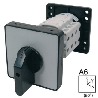 SEZ S63 JBD 9551 A6 Vestavný vačkový spínač s čelní deskou se zadním upevněním v rozvaděči, rozběhový spínač 63A, 0-Y-troj.