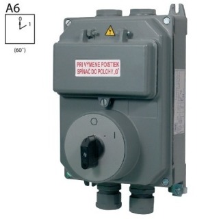 SEZ S63 JI 1103 A6 Vačkový spínač v hliníhové skříni s pojistkami 63A, 0-1, 3P