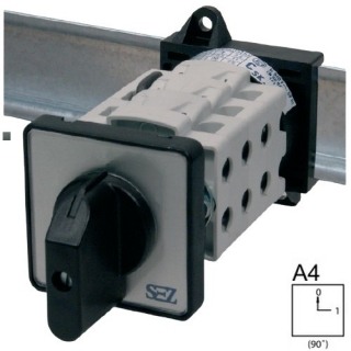 SEZ S63 JLD 2252 A4 Vestavný vačkový spínač s čelní deskou, s upevněním na lištu, bez polohy 0, 63A, 1-2