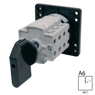 SEZ S63 JO 1103 A6 56 Vestavný vačkový spínač bez čelní desky se zadním upevněním HR+56mm, 63A, 0-1, 3P