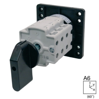 SEZ S63 JO 9551 A6 Vestavný vačkový spínač bez čelní desky se zadním upevněním, rozběhový spínač 63A, 0-Y-troj.