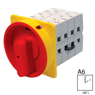 SEZ S63 JU 1103 A6R Vestavný vačkový spínač, uzamykatelný na visací zámky 63A, 0-1, 3P, červená páčka