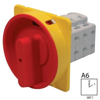 SEZ S63 JU 1104 A6R Vestavný vačkový spínač, uzamykatelný na visací zámky 63A, 0-1, 4P, červená páčka