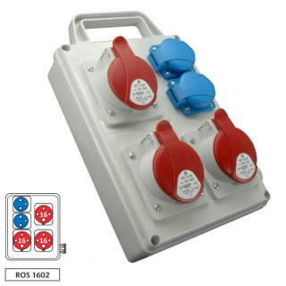 Zásuvková rozvodnice ROS 1602 3x1643+2x230V s držákem, IP44