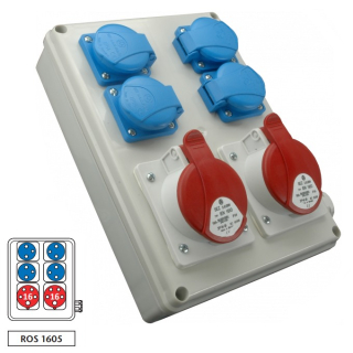Zásuvková rozvodnice ROS 1605 2x1653+4x230V, IP44