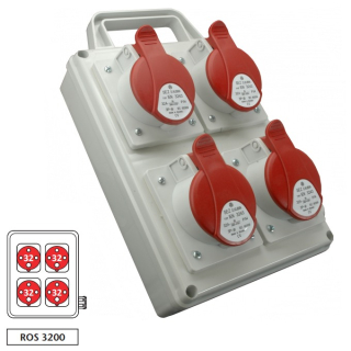 Zásuvková rozvodnice ROS 3200 4x3243 s držákem, IP44