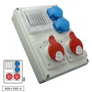 Zásuvková rozvodnice ROS-I 3201 A 2x3253+2x230V, IP44, 4 modulové okénko