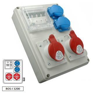 Zásuvková rozvodnice ROS-I 3200 2x3243+2x230V jištěná, IP44