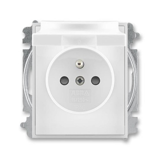 ABB 5519E-A02397 01, Element Zásuvka jednonásobná, s víčkem, bezšroub.; bílá/ledová bílá