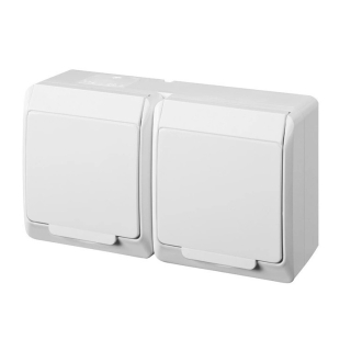 Famatel 5322-02 GALATEA IP44 Zásuvka 2-násobná vodorovná (bílá)