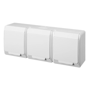 Famatel 5323-02 GALATEA IP44 Zásuvka 3-násobná vodorovná (bílá)