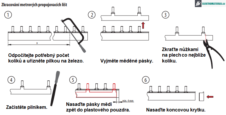 Zkracování metrových propojovacích lišt OEZ