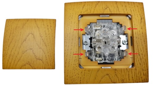 Vyjmutí klapek a strojku z rámečku vypínače Elite DUB