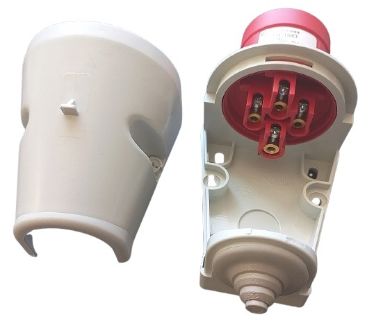 Průmyslová nástěnná přívodka IPN 1643 400V, IP44, 16A, 4-pól - rozbor