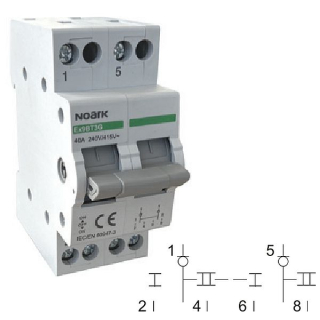 Noark 113921 Ex9BT3G 2CO 16A EU Skupinový přepínač (I-0-II), 2CO, 16A