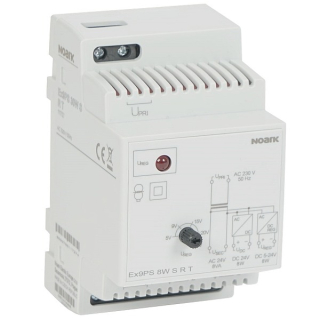 Noark 111727 Ex9PS 8W S R T Napájecí zdroj, 8W, Stabilizované regulovatelné napětí 5-24V DC, S transformátorem pro 24V AC