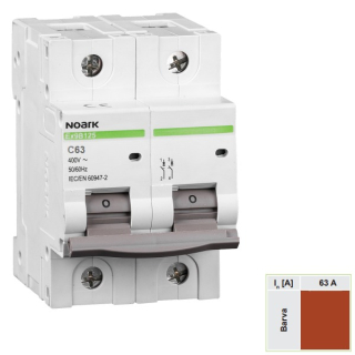 Noark 102760 Ex9B125 2P C63A Instalační jistič 25 kA, charakteristika C, 63 A, 2-pól