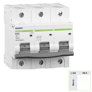 Noark 102779 Ex9B125 3P B50A Instalační jistič 25 kA, charakteristika B, 50 A, 3-pól