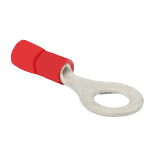 Tracon PSZ10-6 Izolovaná Cu lisovací kabelová oka, červená, pocínovaná 10mm2, M6, (d1=4,5mm, d2=6,4mm),PVC