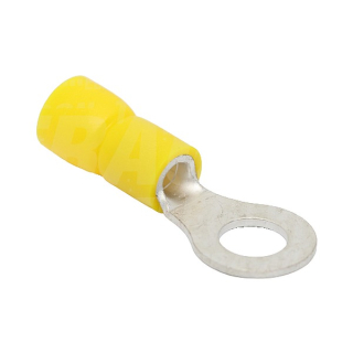 Tracon SSZ6 Izolovaná Cu lisovací kabelová oka, žlutá, pocínovaná 6mm2, M6, (d1=3,4mm, d2=6,4mm), PVC