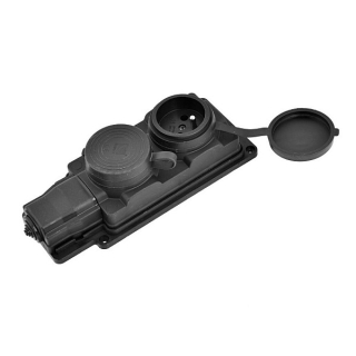 MALPRO D.3159M/2 Zásuvka gumová 2-násobná 16A/250V IP44, černá